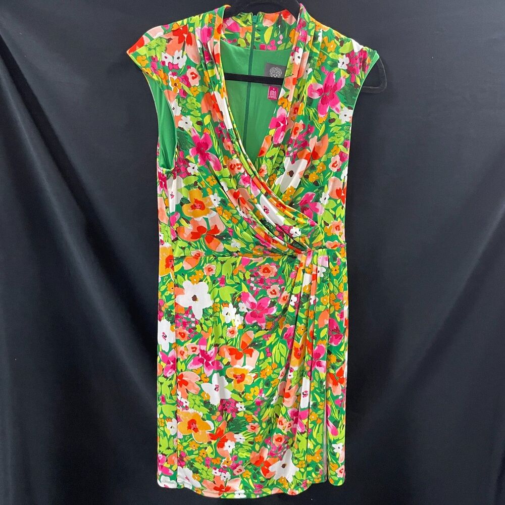 Vince Camuto Dress Size 10 Faux Wrap Colorful Summer Sleeveless